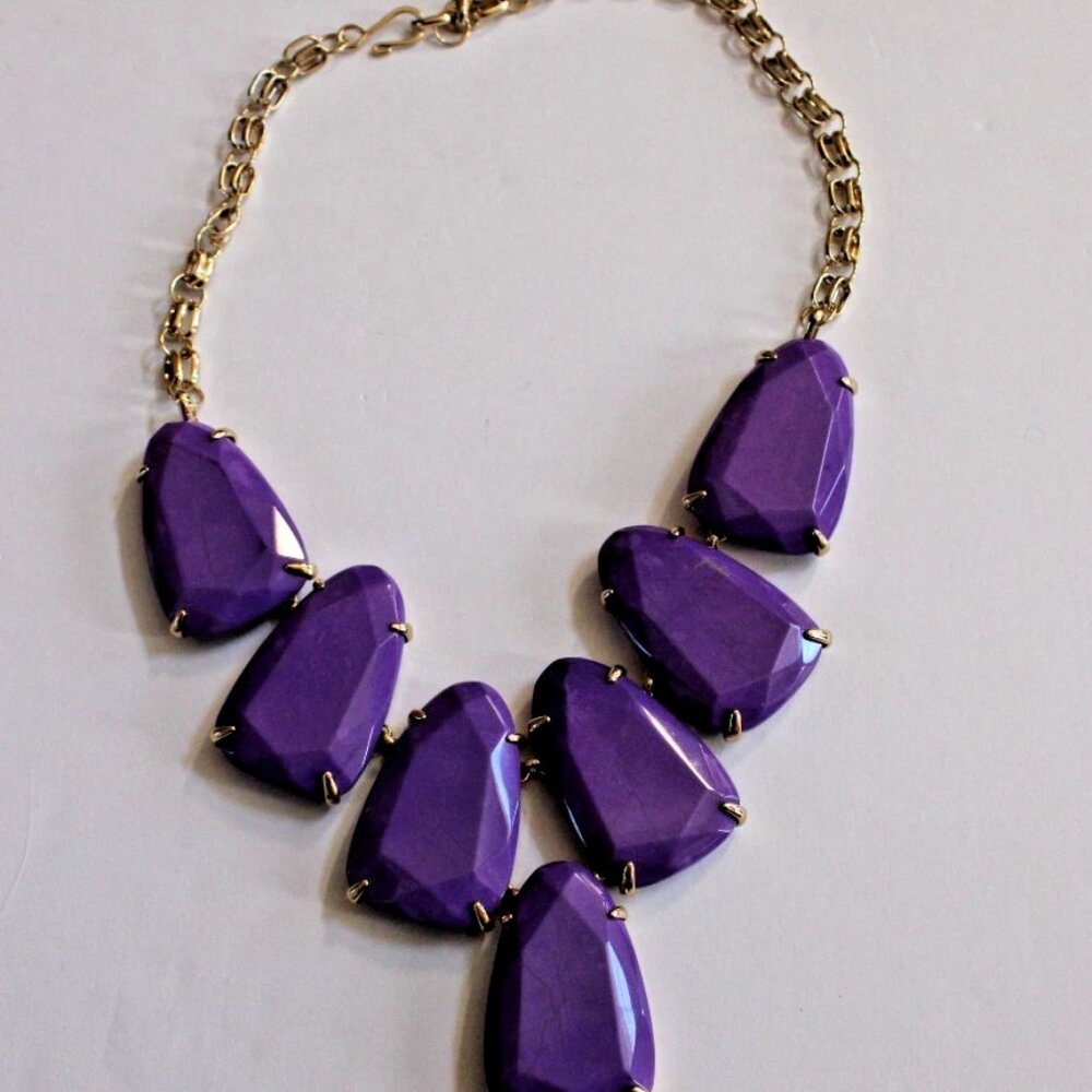 Kendra Scott Lilac and Gold Harlow Statement Necklace